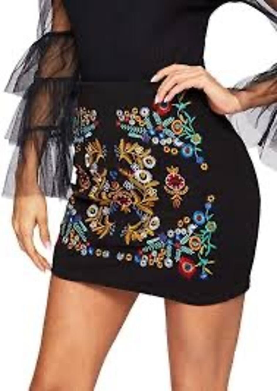 Shein Embroidered High-Rise Mini Skirt 1XL